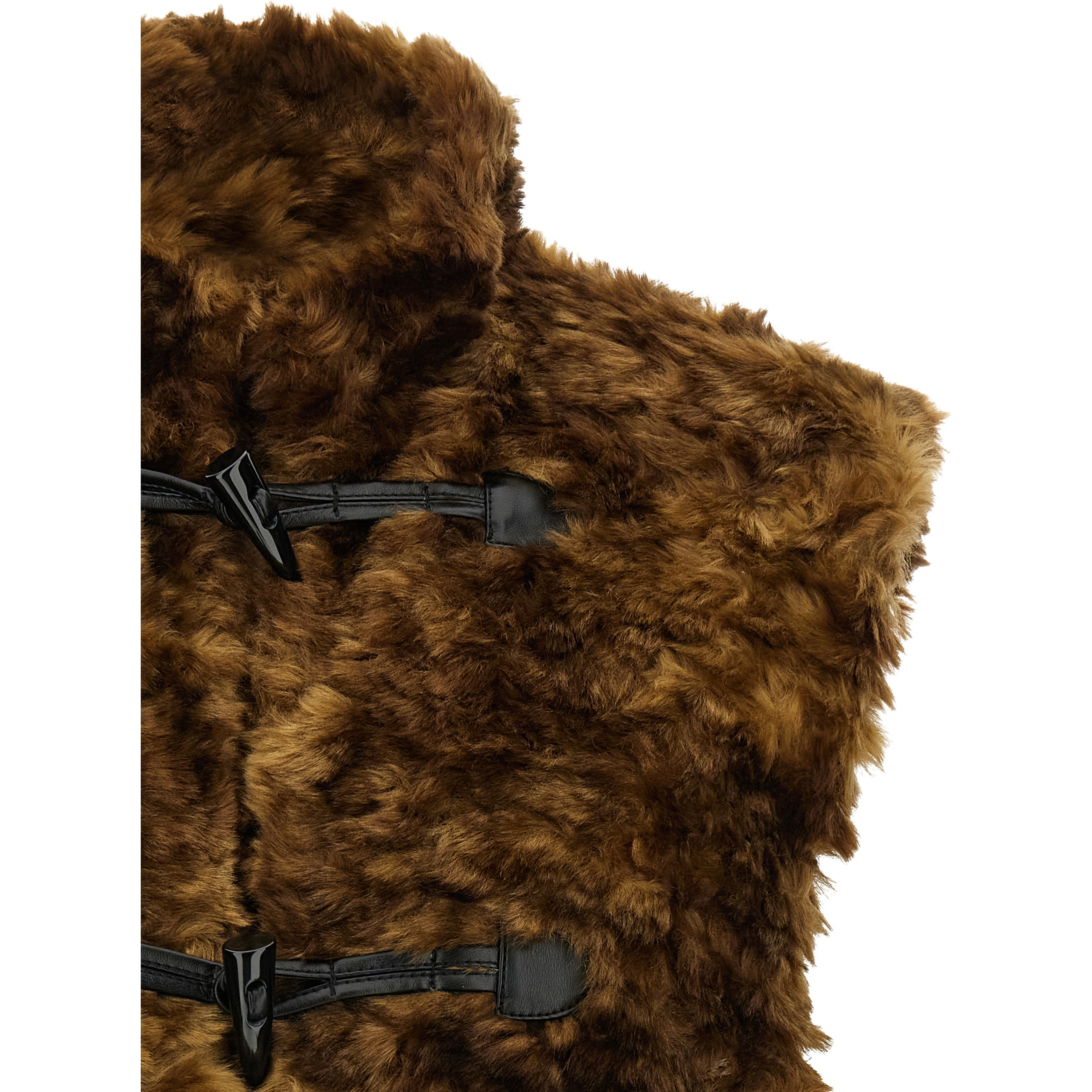 Brown Marabou Sleeveless Jacket