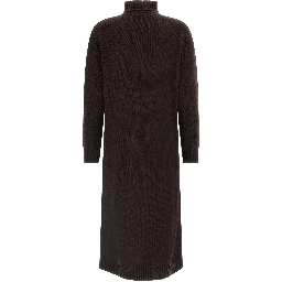 Brown Wool Midi Dress