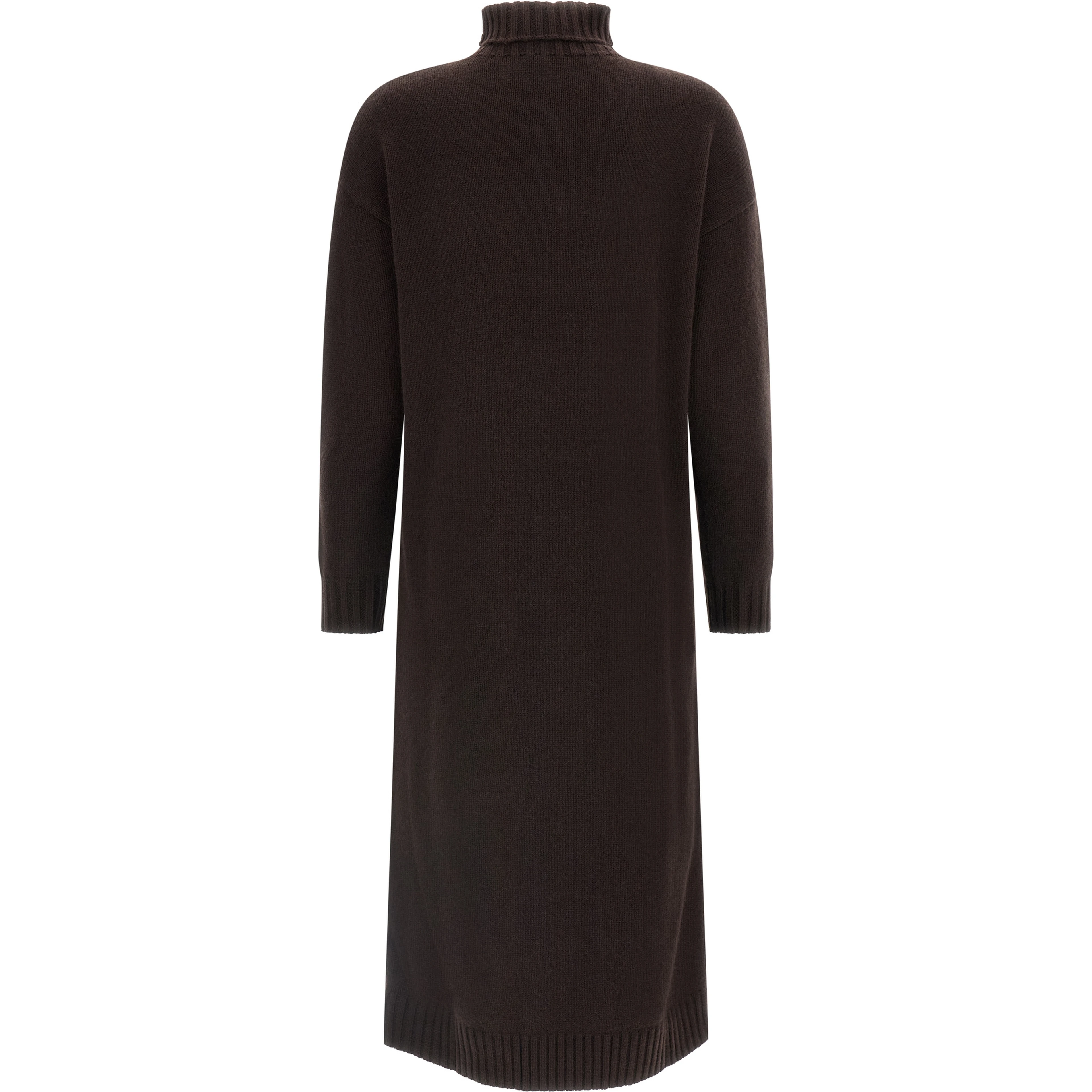 Brown Wool Midi Dress