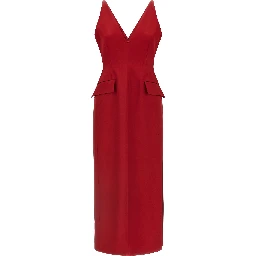 Red Acetate Long Dress