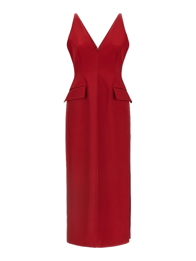 Red Acetate Long Dress