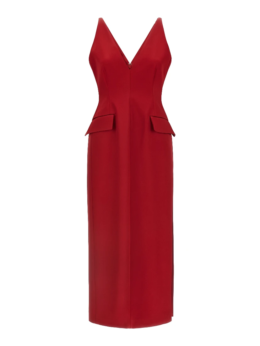 Red Acetate Long Dress