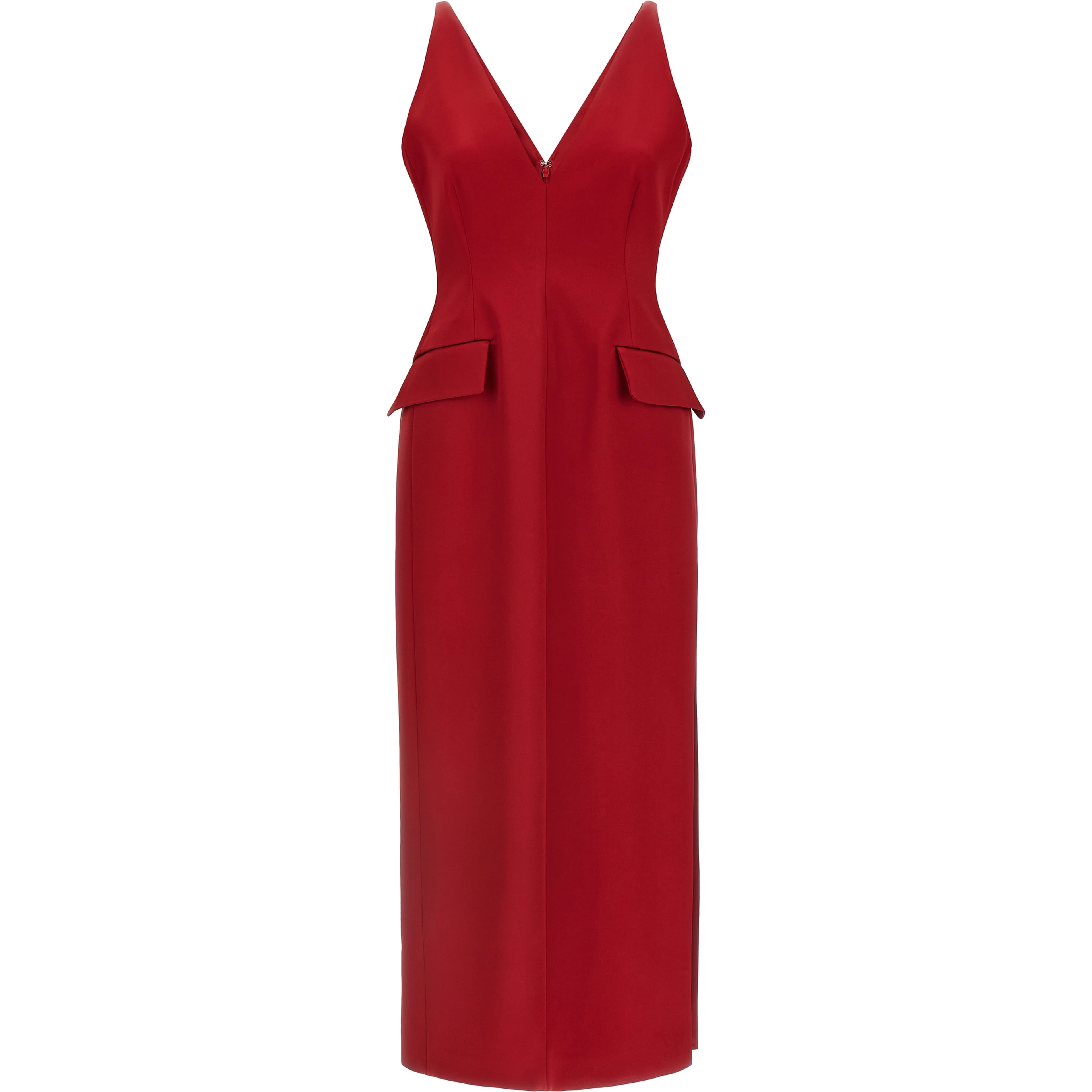 Red Acetate Long Dress