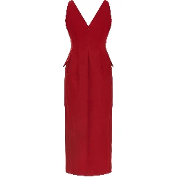 Red Acetate Long Dress