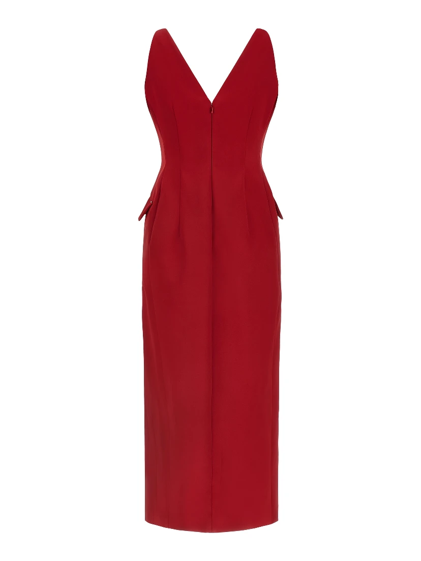 Red Acetate Long Dress