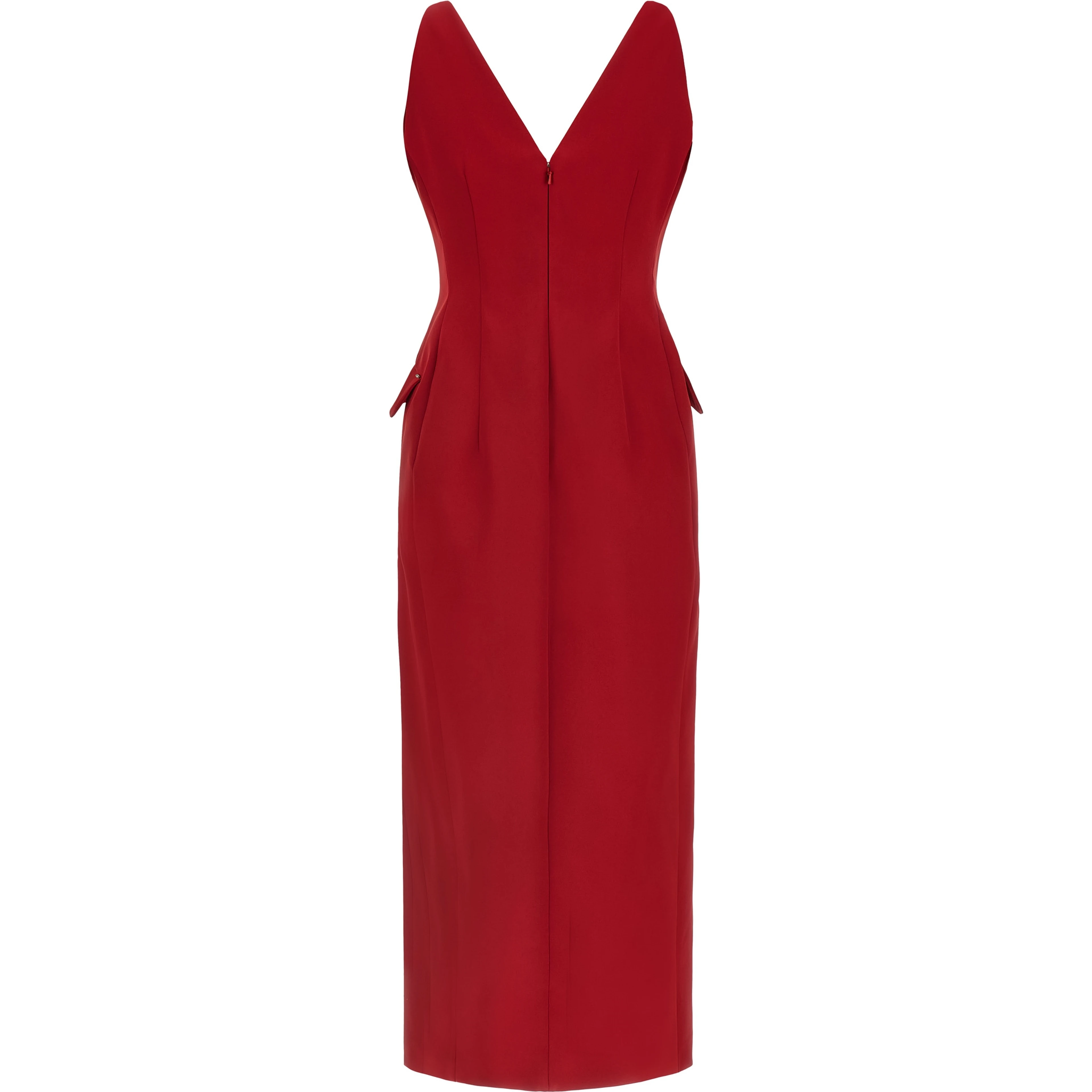 Red Acetate Long Dress