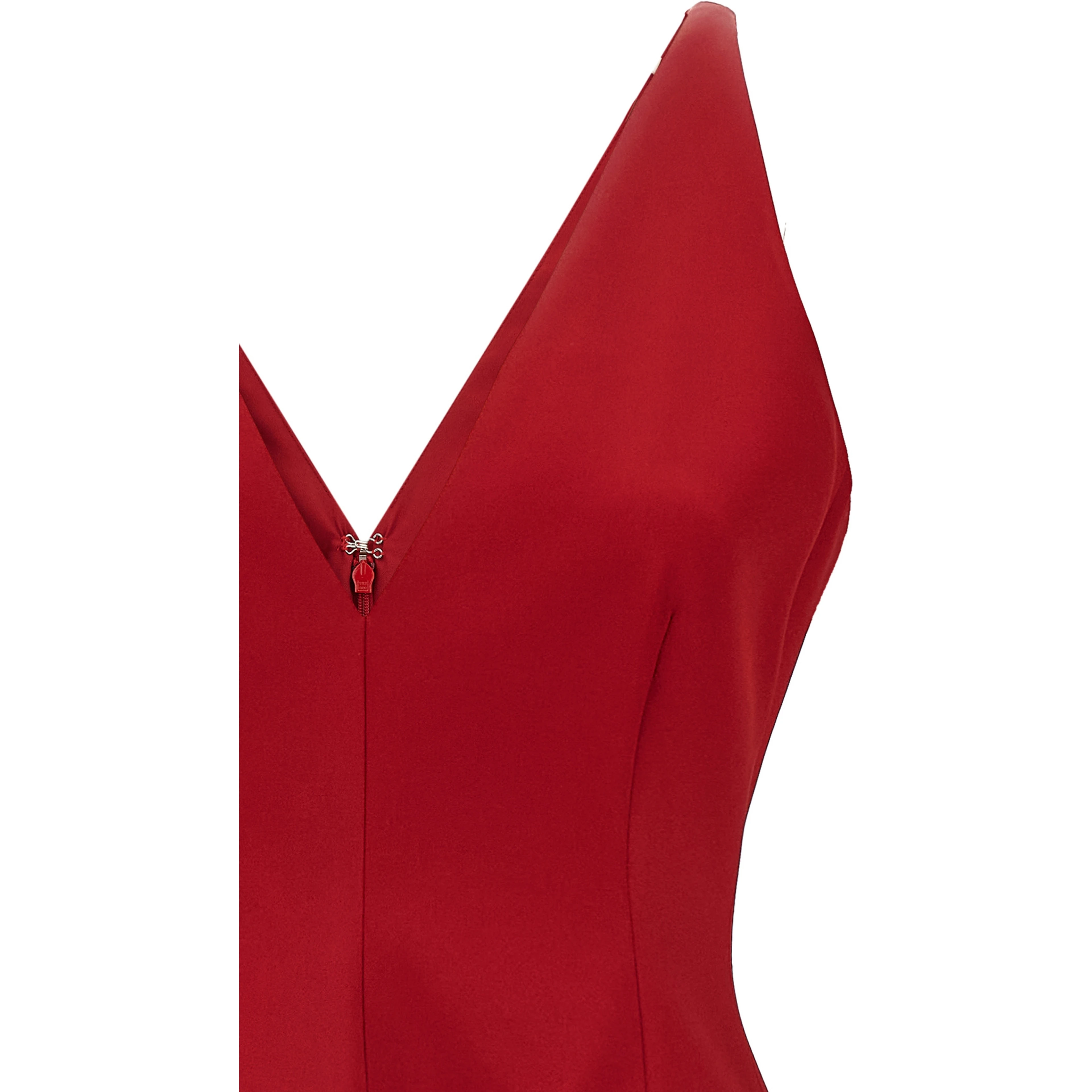 Red Acetate Long Dress