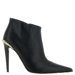 Black Lamb Leather Ankle Boots