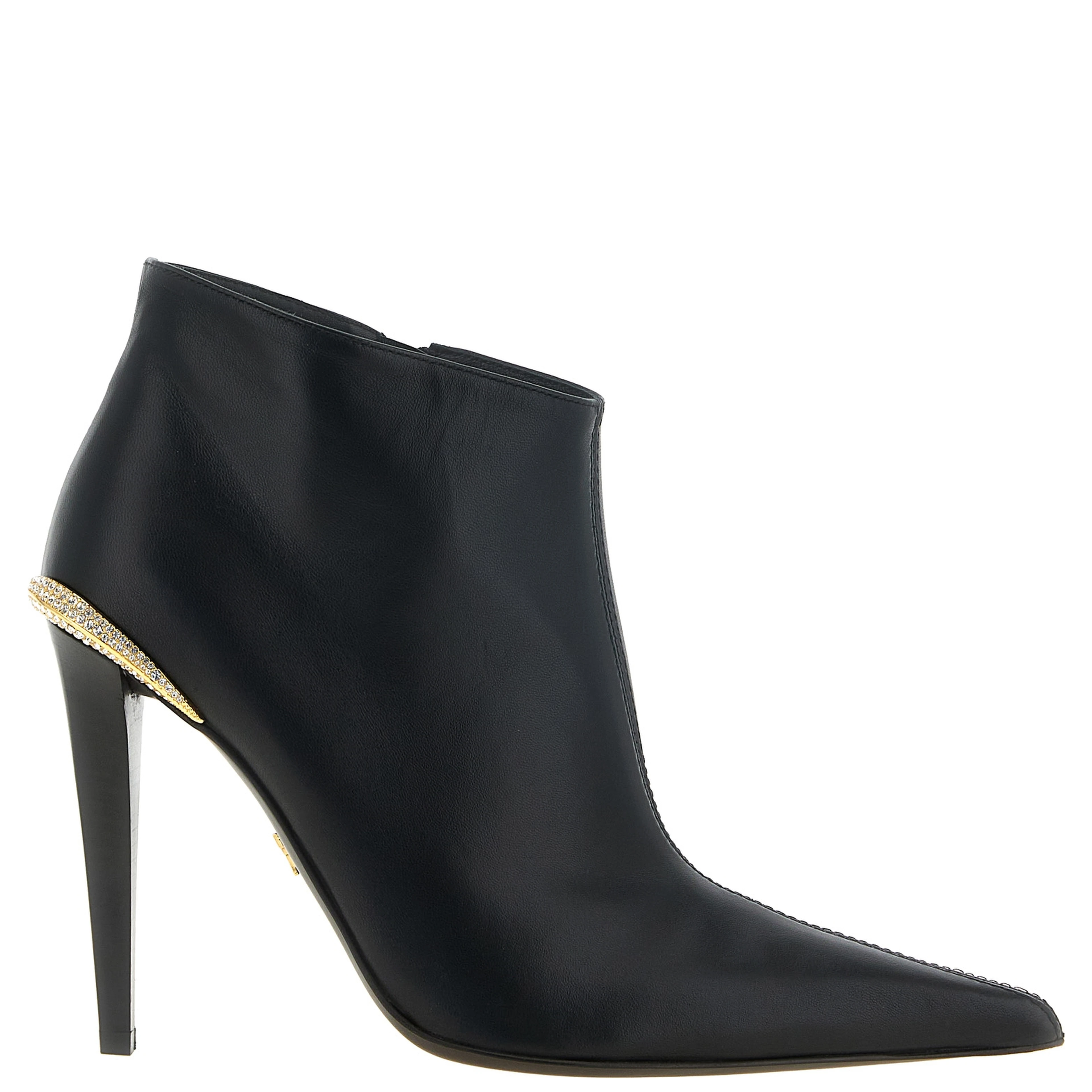 Black Lamb Leather Ankle Boots