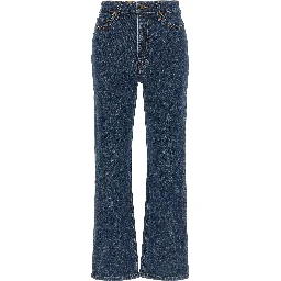 Blue Cotton Flared Jeans