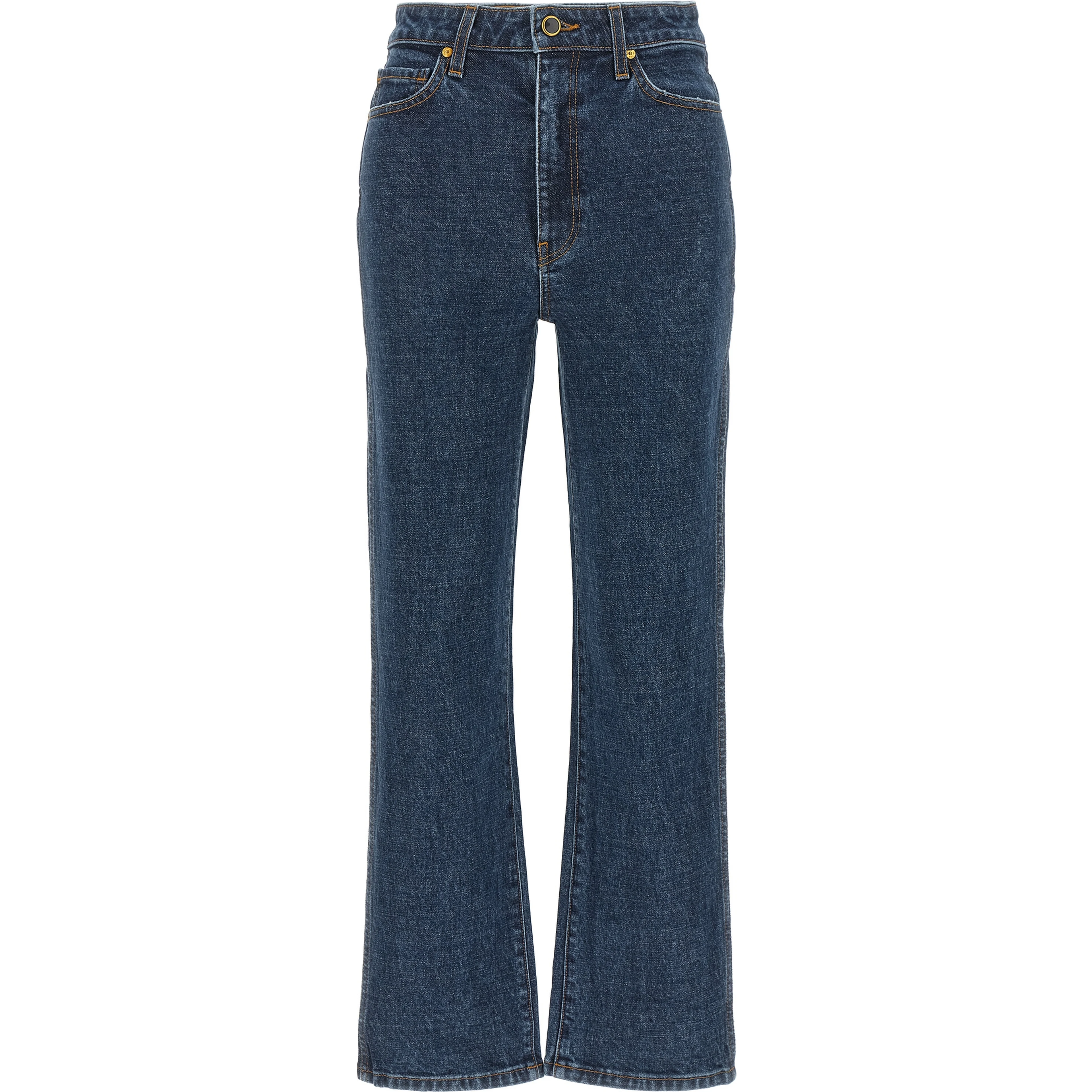 Blue Cotton Flared Jeans