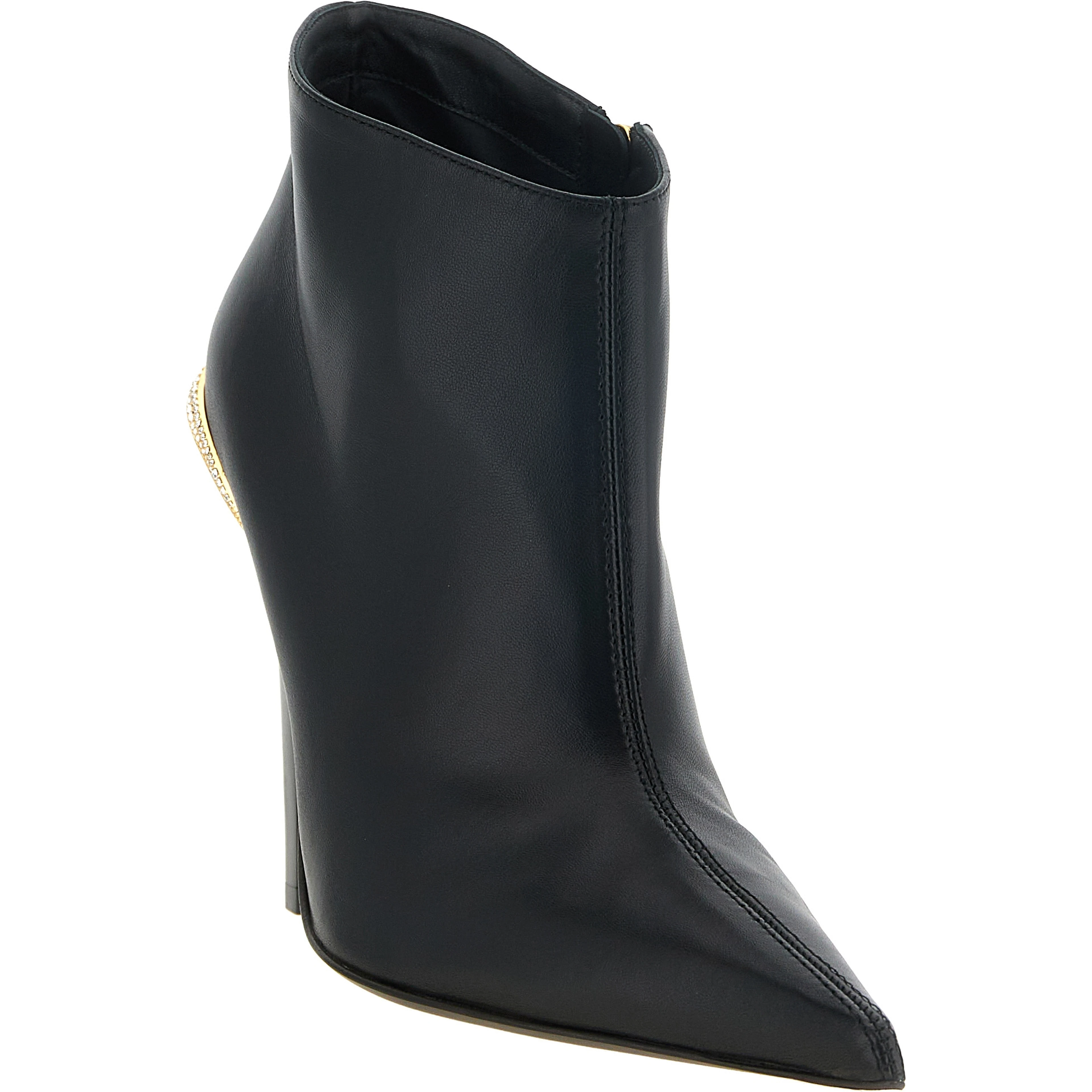 Black Lamb Leather Ankle Boots