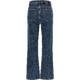 Blue Cotton Flared Jeans