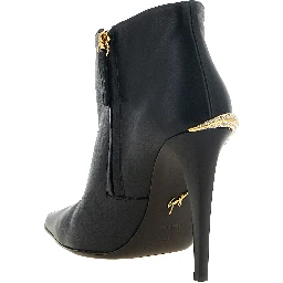 Black Lamb Leather Ankle Boots