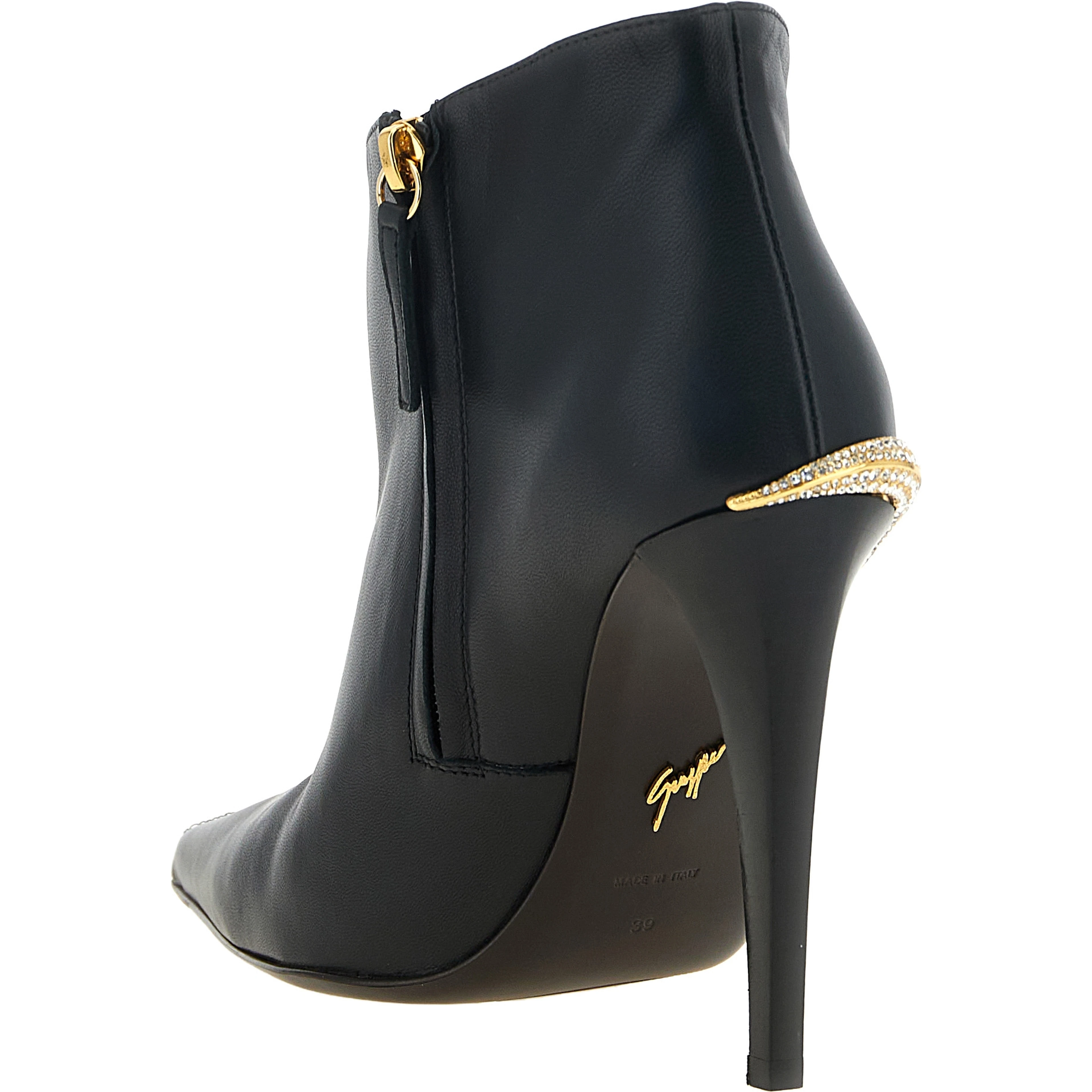 Black Lamb Leather Ankle Boots