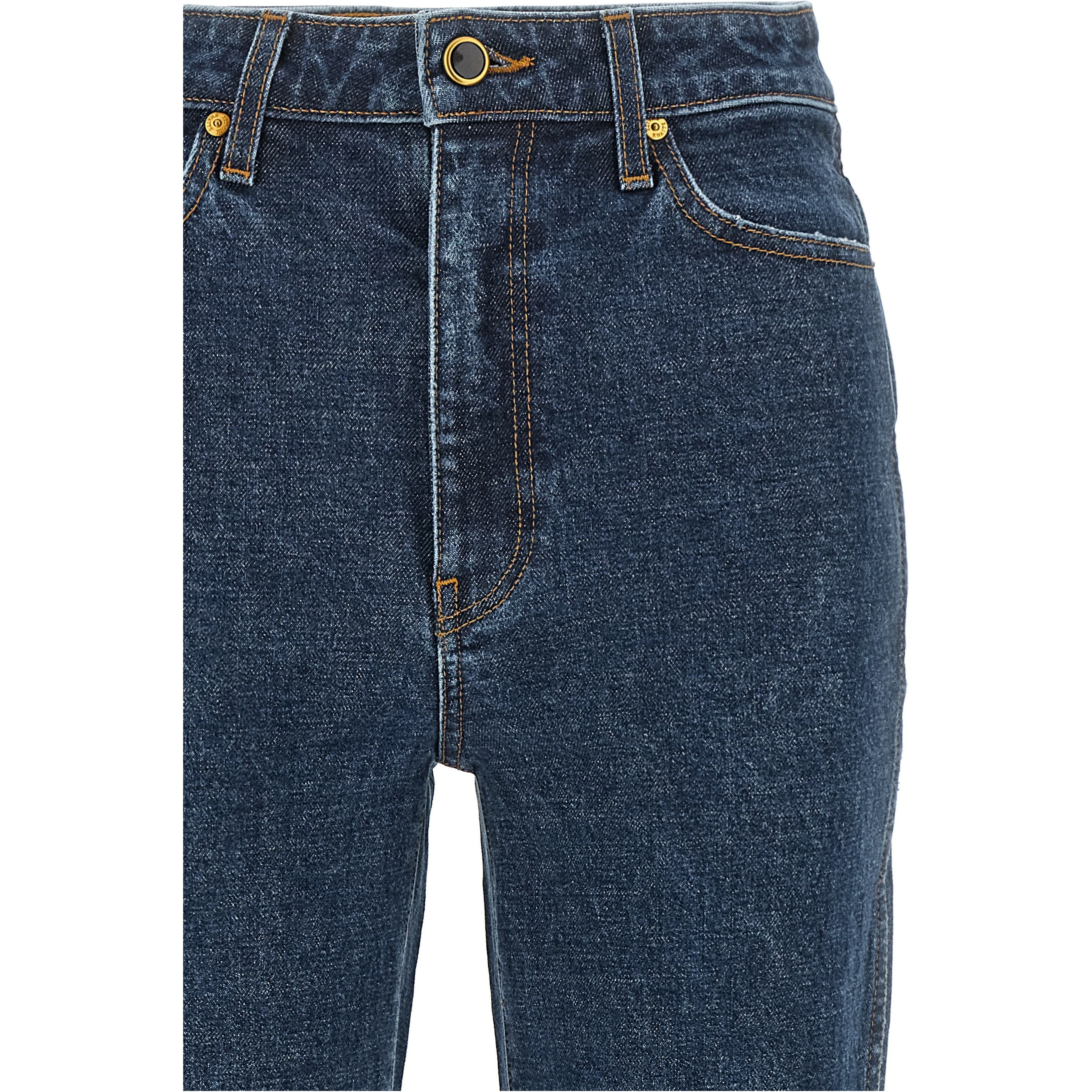 Blue Cotton Flared Jeans