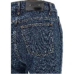 Blue Cotton Flared Jeans