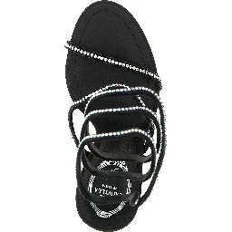 Black Satin Stiletto Heel Sandals