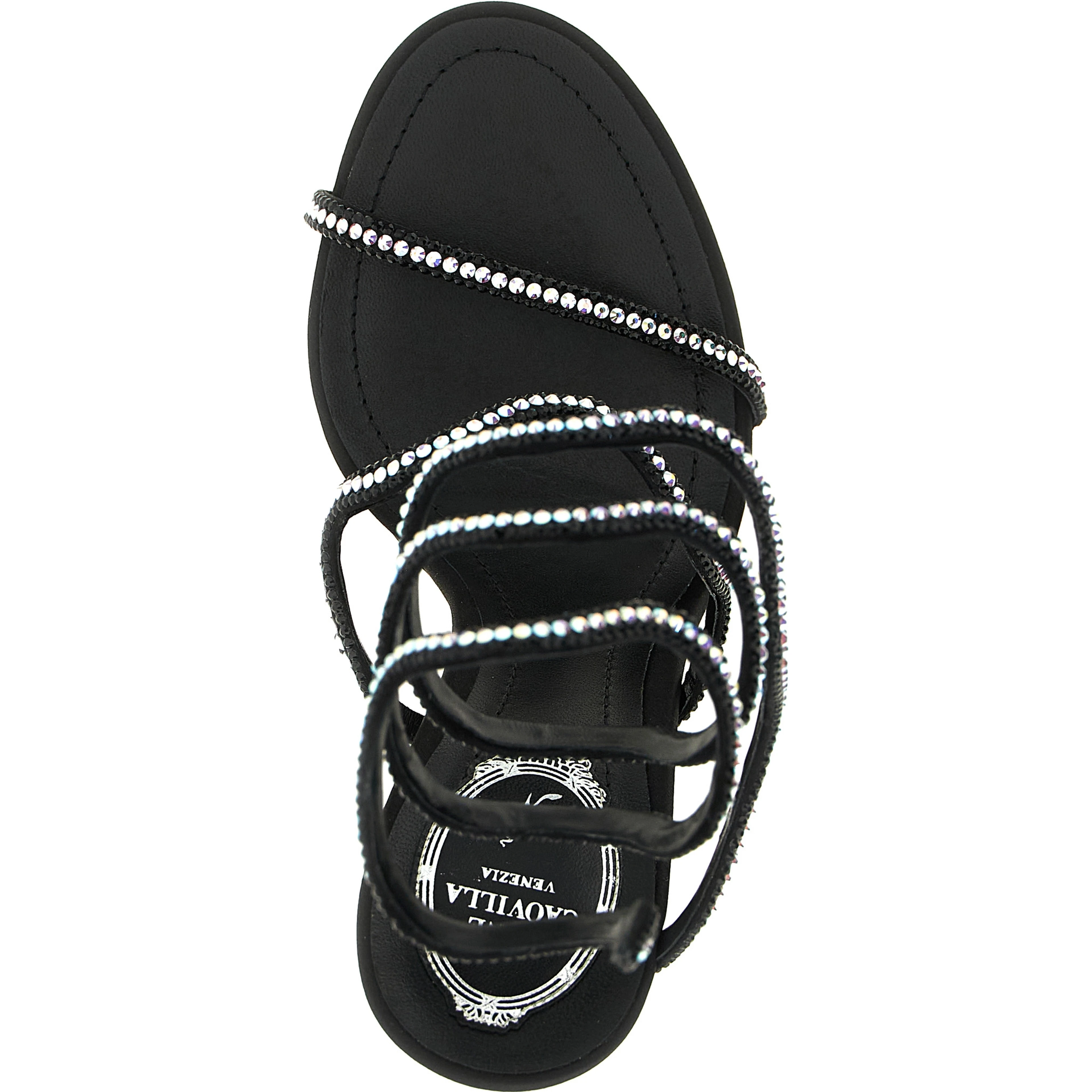 Black Satin Stiletto Heel Sandals