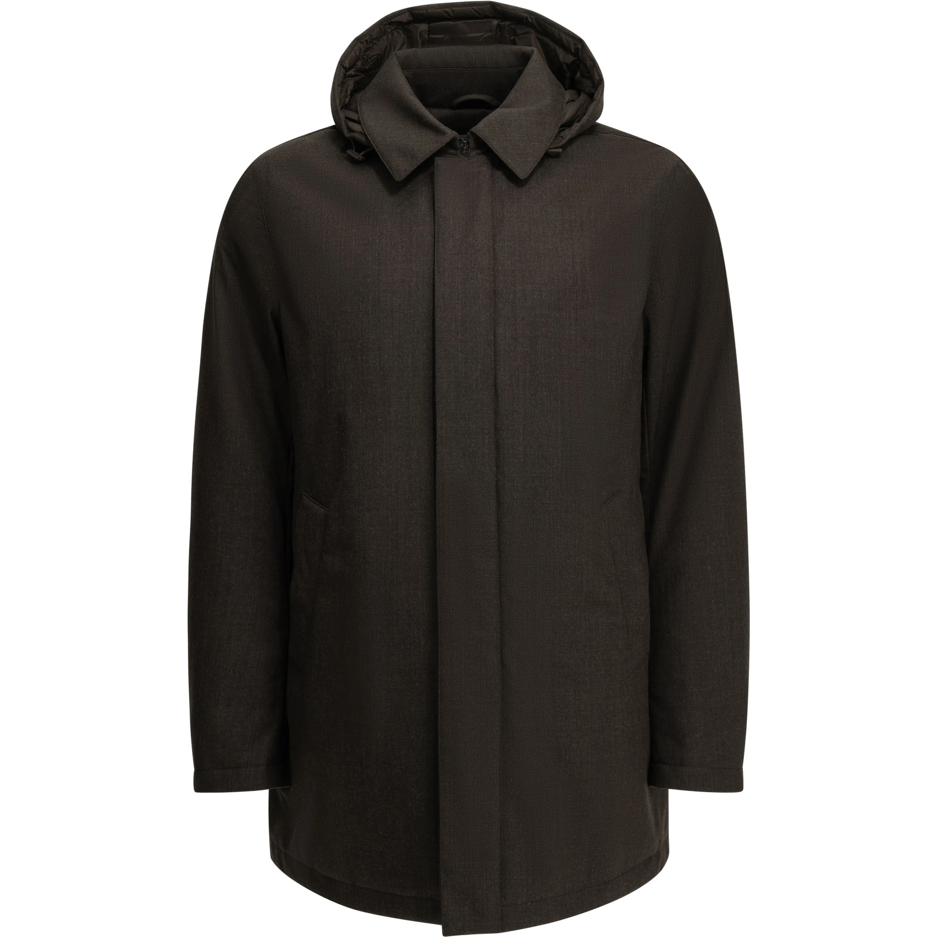 Long flannel down jacket