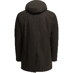 Long flannel down jacket