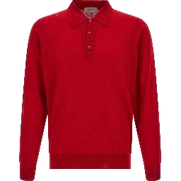 Red Merino Wool Polo Shirt