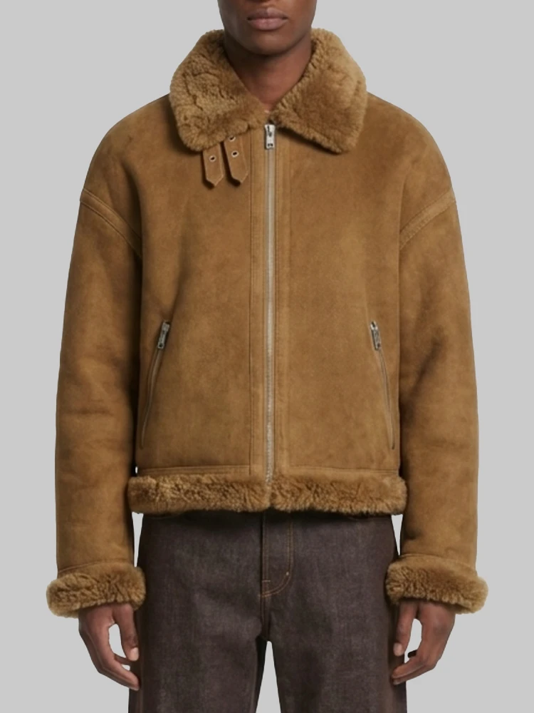 Sheepskin shearling aviator jacket