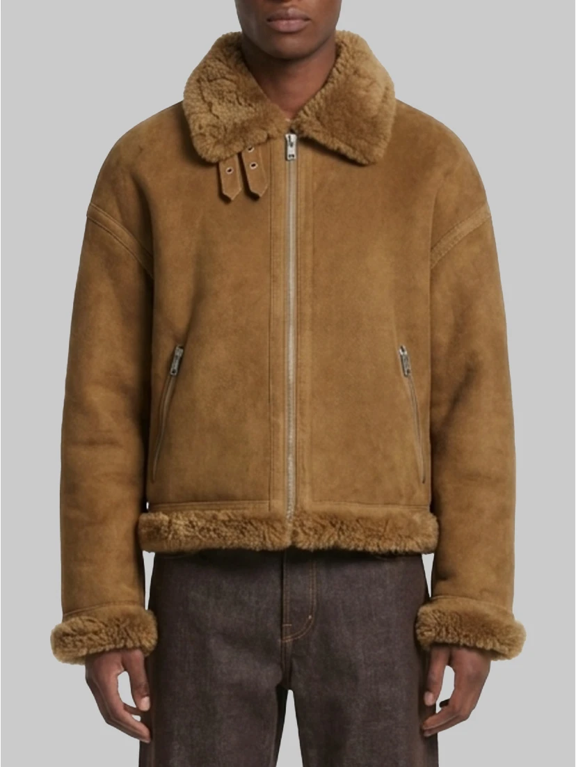 Sheepskin shearling aviator jacket
