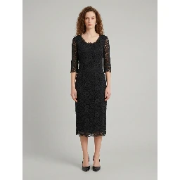 Black lace midi sheath dress