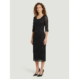 Black lace midi sheath dress