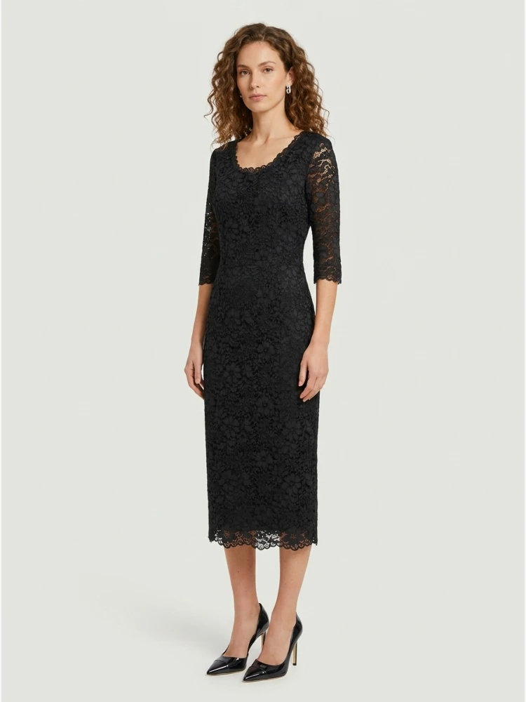 Black lace midi sheath dress alternative