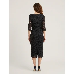 Black lace midi sheath dress