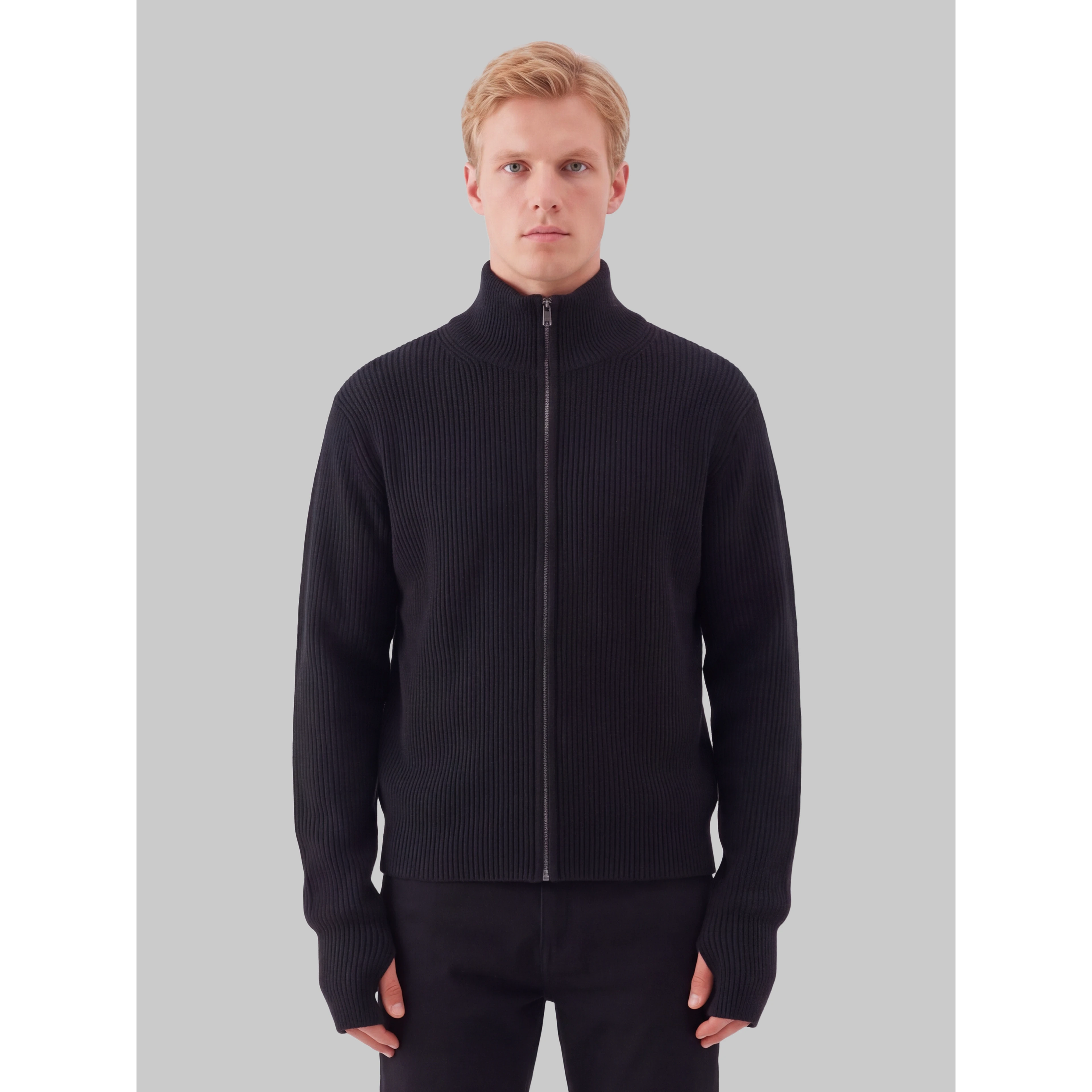 Zip cardigan in virgin wool