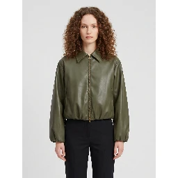 Military faux leather cropped bomber
