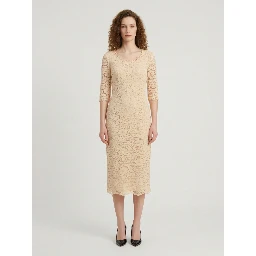 White lace midi sheath dress
