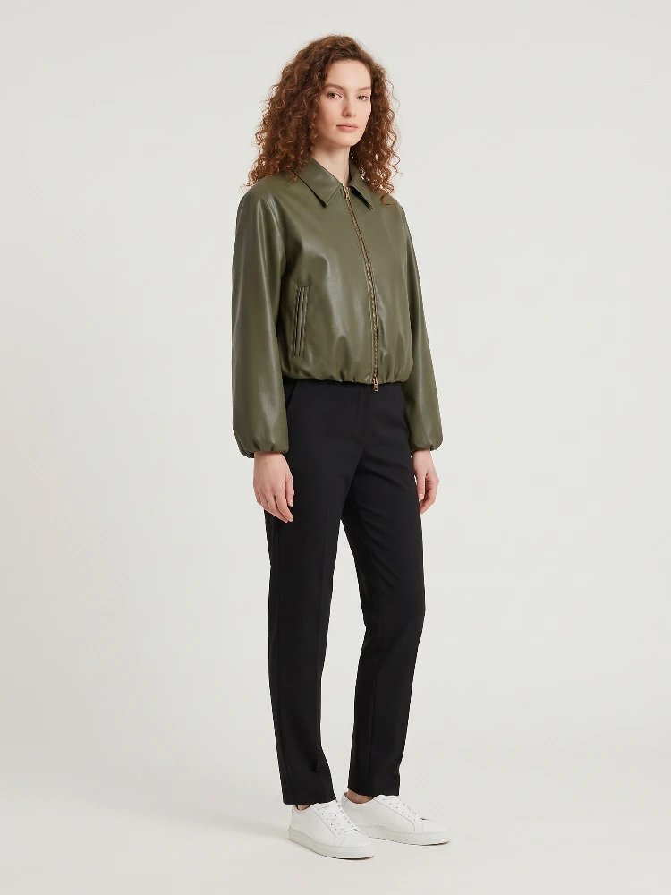 Military faux leather cropped bomber alternative