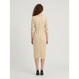 White lace midi sheath dress