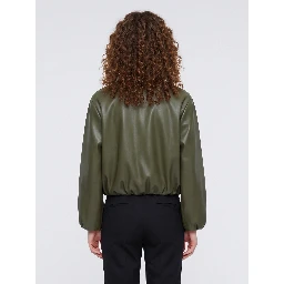 Military faux leather cropped bomber