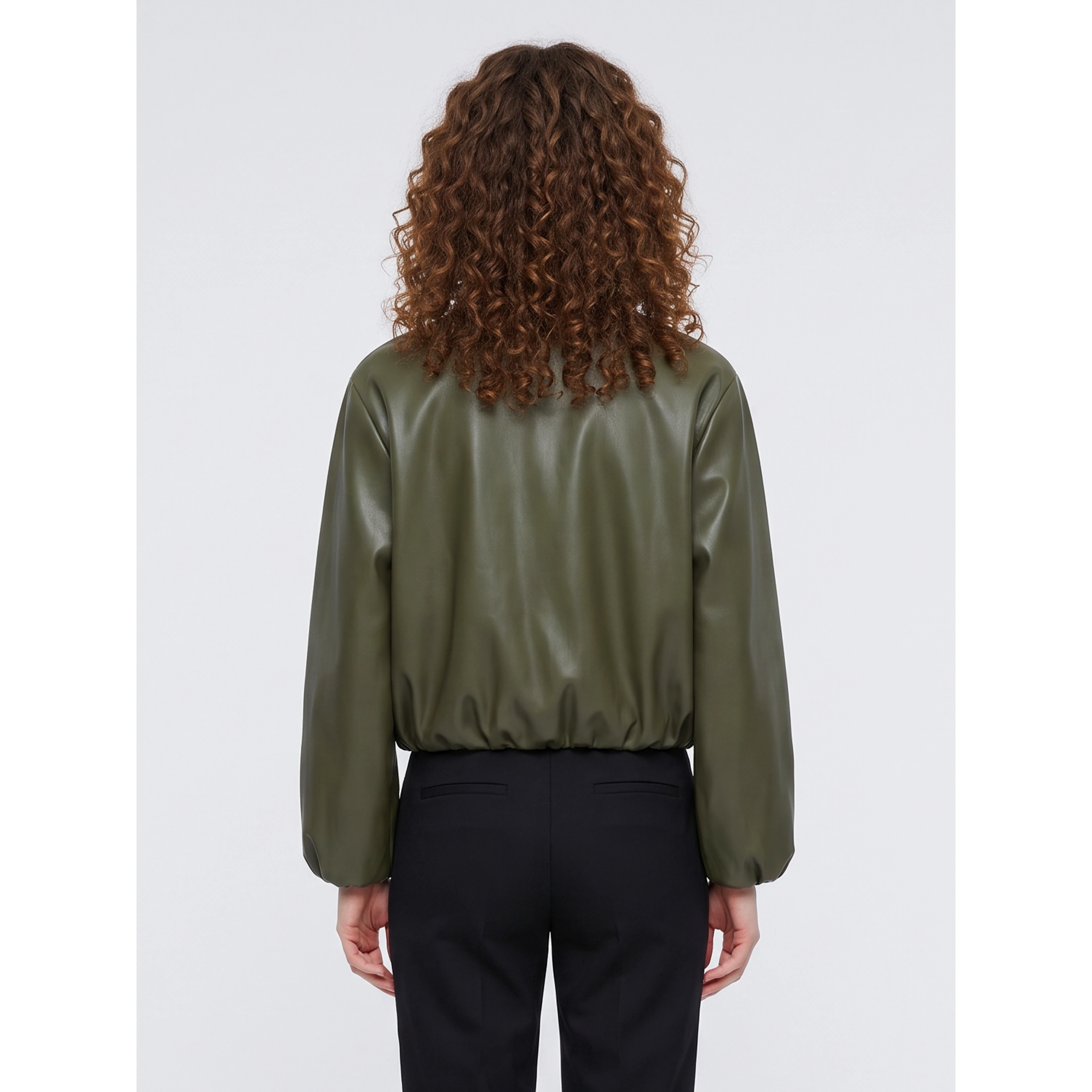 Military faux leather cropped bomber