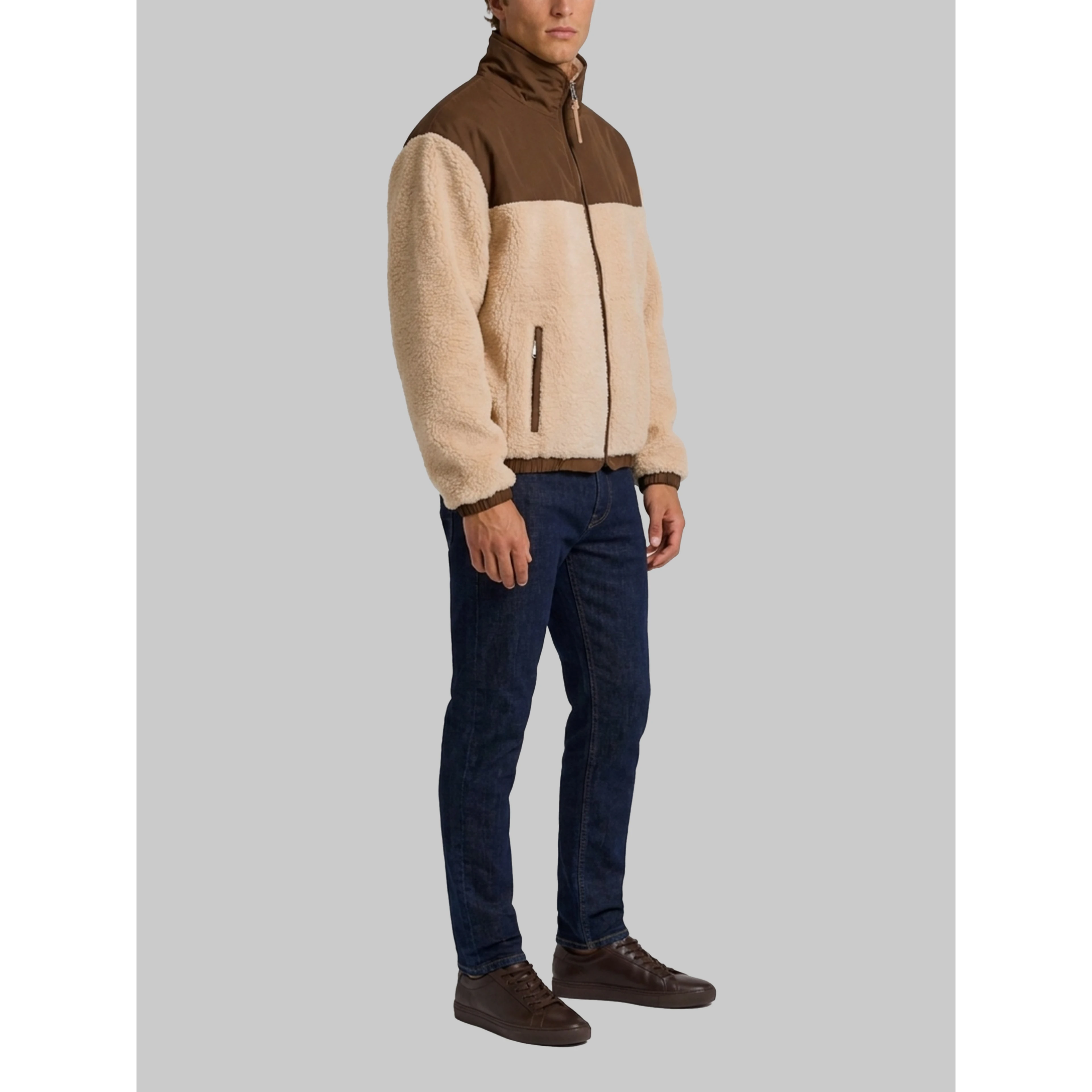 Zip jacket with nylon inserts