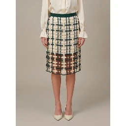 Green mesh midi skirt