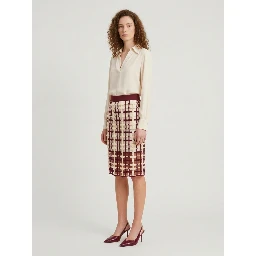Burgundy mesh midi skirt