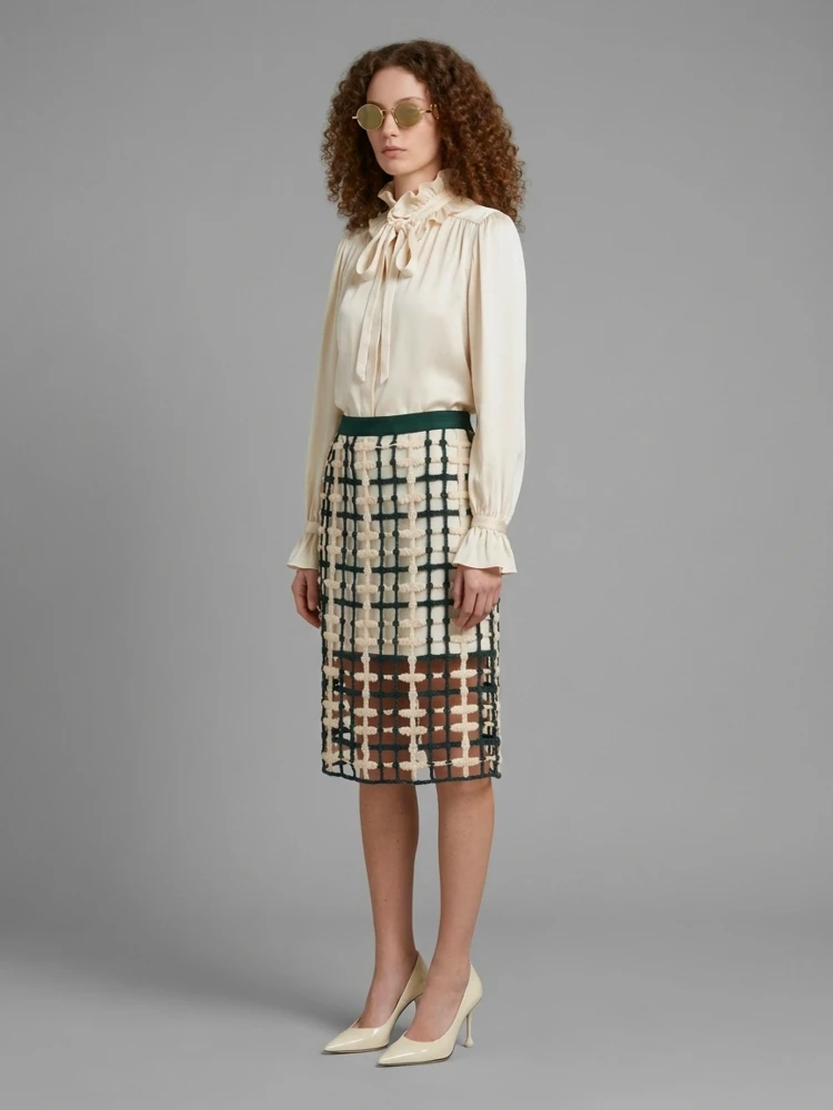 Green mesh midi skirt alternative
