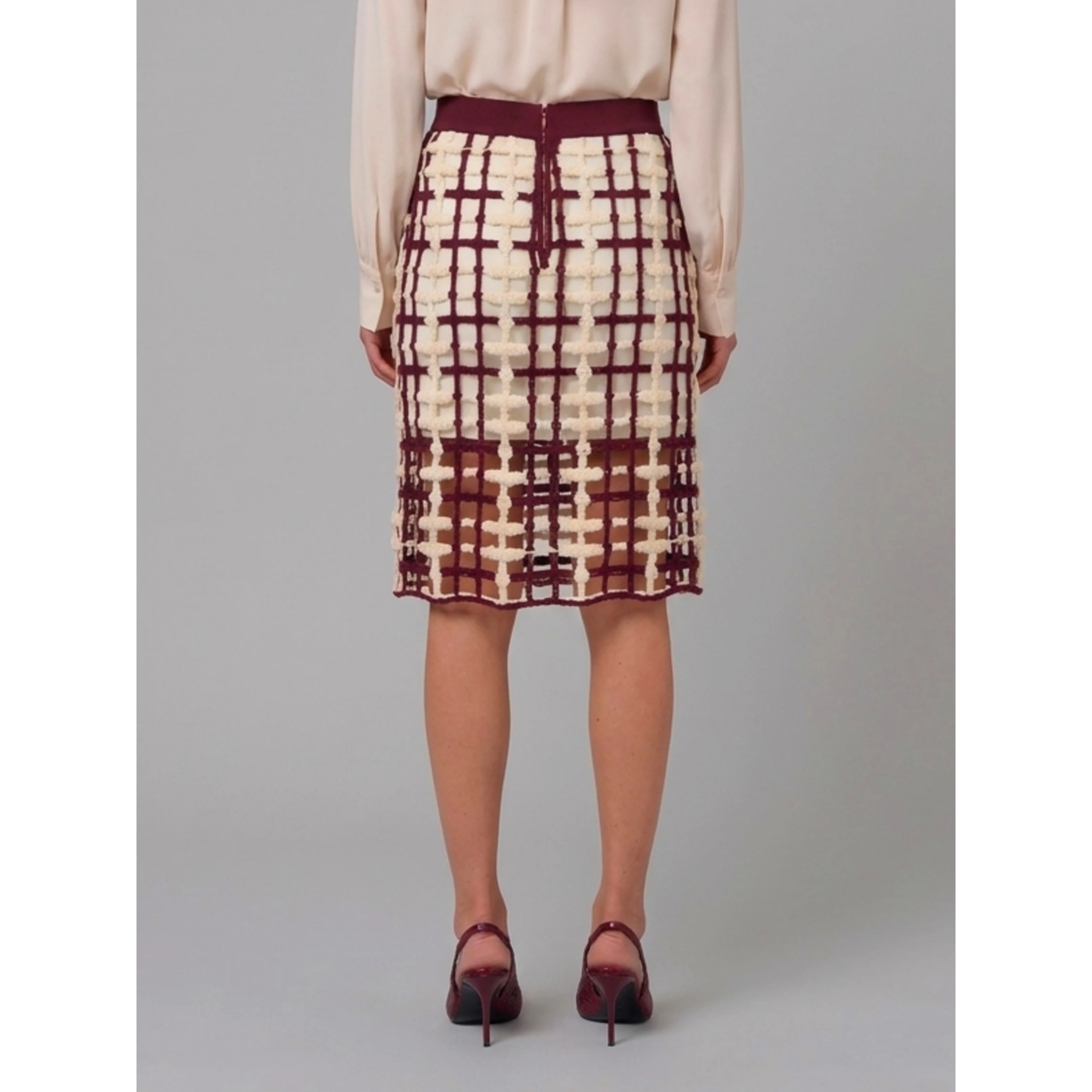 Burgundy mesh midi skirt