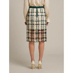 Green mesh midi skirt