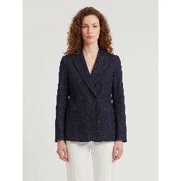 Navy velvet double-breasted jacket