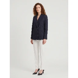Navy velvet double-breasted jacket