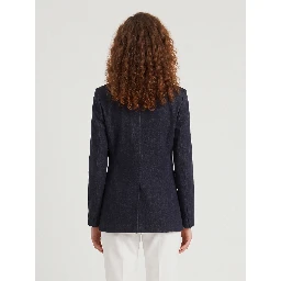 Navy velvet double-breasted jacket