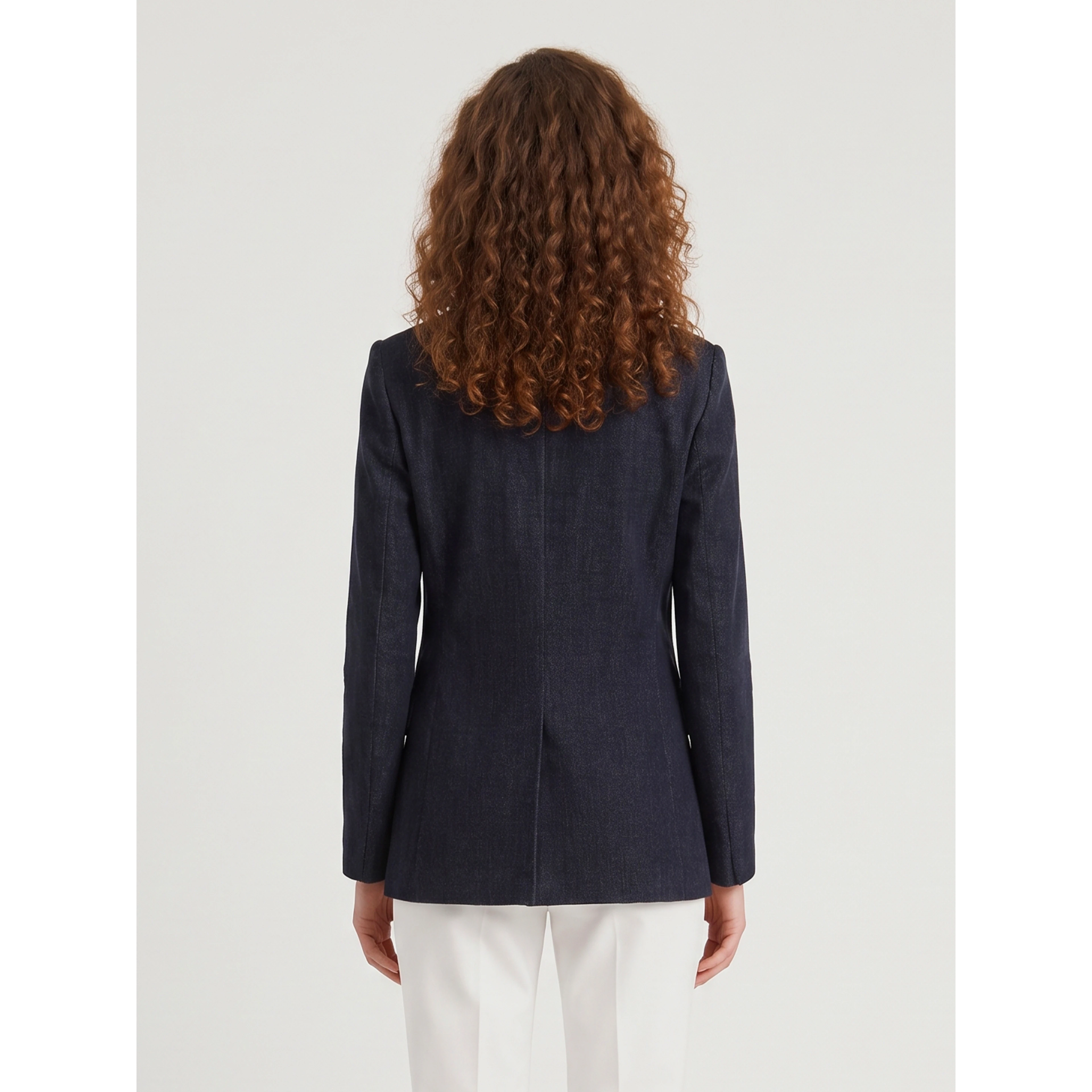 Navy velvet double-breasted jacket