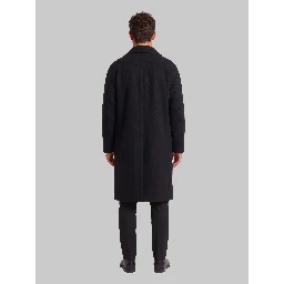 Double-breasted coat in wool and felted alpaca